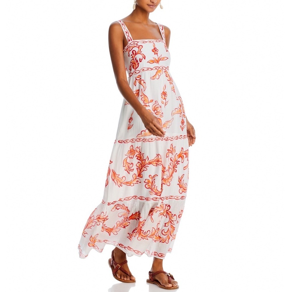 Banjanan Daniella Dress Cherry Floral Cotton Silk Maxi Dress Small NEW